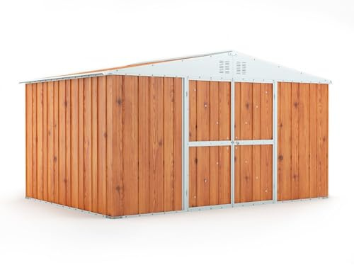 Casetta Box da Giardino in Lamiera di Acciaio Porta Utensili 403x269x217 cm Enaudi Legno