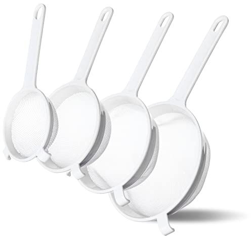 4 coladores de malla de nailon de plástico para cocina con asa, colador de malla de nailon de doble oreja, filtro de leche, filtro de jugos para filtrar café, jugo, kéfir, leche y té (3 pulgadas, 5