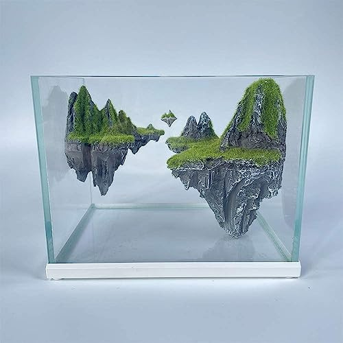 Tigerlily Enterprises Nano Aquarium de bureau en verre ultra blanc de 6 L (22 x 17 x 16 cm) avec perles de purification de l'eau pour la maison et le bureau