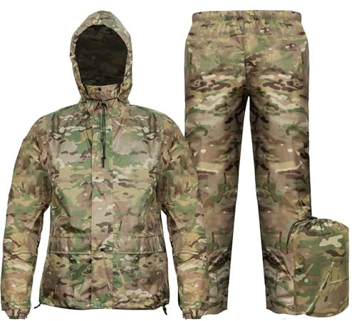 Tongcamo Combinaisons de pluie pour hommes imperméables - Veste et pantalon de pluie pour adultes, Imperméable léger et respirant avec capuche Chasse Cp Camo Travail Moto