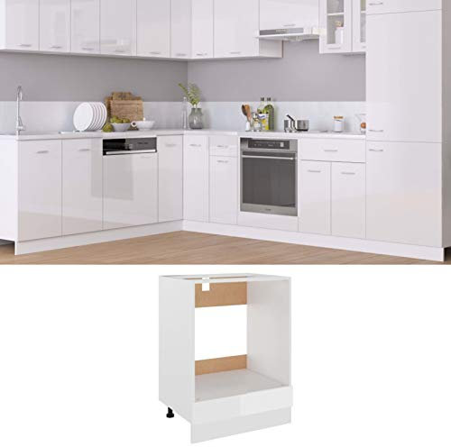 BaraSh Oven Cabinet High Gloss White 60x46x81.5 cm Engineered Wood,Kitchen Base Oven Cabinet,Base Kitchen Unit