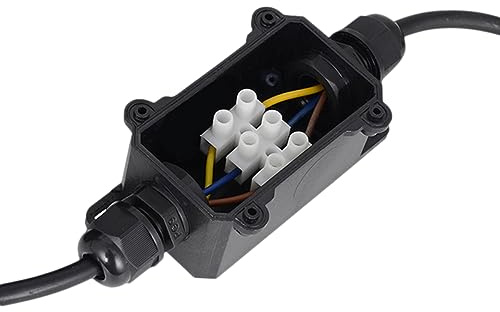 DOITOOL Scatola di Giunzione Elettrica Nera Ip68 in Plastica Connettori Pg9 per Illuminazione da Giardino Esterna a Bassa e Alta Tensione
