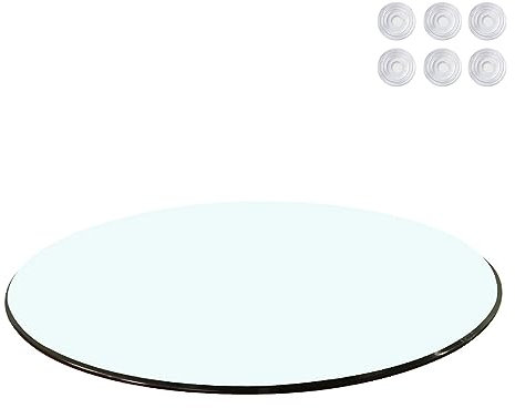 SAGIDAR Runde Tischplatte Aus Gehärtetem Transparent Glass, Tischplatte Sicherheitsglas, Rund Tischplatte Glasplatte, Ersatz-Tischplatte, Glasscheibe Tischplatte, 35CM 48CM 60CM 75CM 98CM