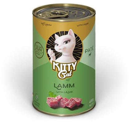 KITTY Cat Paté Lamm, 6 x 400 g, Nassfutter für Katzen, getreidefreies Katzenfutter mit Taurin, Lachsöl und Grünlippmuschel, Alleinfuttermittel mit hohem Fleischanteil, Made in Germany