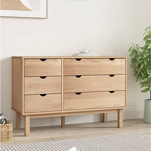 Homgoday Schubladenschrank Kommode Aufbewahrungsschrank Beistellschrank Lagerschrank Standschrank für Flur Schlafzimmer Wohnzimmer 111x42x73,5 cm Massivholz Kiefer