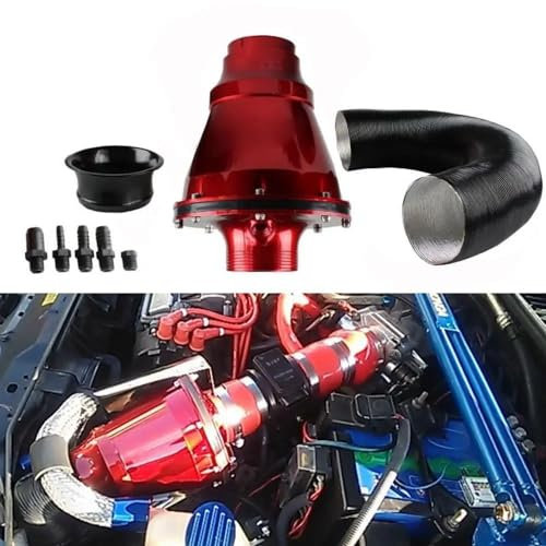 Auto-Ansaugkanal Auto Universal 76mm Luftfilter Pilzkopf Air Power Intake Faltenbalg 3 Zoll Filter Auto SUV Flow Kalten Lufteinlass Rohr Reiniger Lufteinlassrohr(Farbe:Rot)