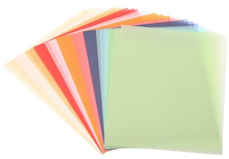 PATIKIL 60 Blätter 14x10.8cm Pergamentpapier Bedruckbares Transparentpapier | Mehrfarbig, 100GSM, Für Einladungen Laser InkJet Druck Kartenherstellung Basteln, Pergamentpapier
