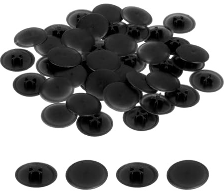 sourcing map 160PCS Screw Cap Covers, 17mm Waterproof Plastic Screw Decorative Caps for Phillips Cam Lock Nuts, Black