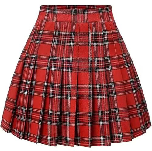 Falda plisada a cuadros para niña, elástica, minifalda acampanada, falda de colegiala para niña, falda plisada a cuadros, cintura alta, falda plisada, patinadora, tenis, escuela, falda