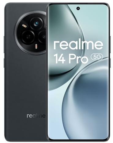 realme 14 Pro Smartphone 5G 8+256GB, Suede Grey, 6.72 Pouces d'écran incurvé, 120Hz d'affichage, 45W SuperVOOC, 5130 mAh de Batterie, 50 MP de caméra, Dimensity 7300 Energy, IP69