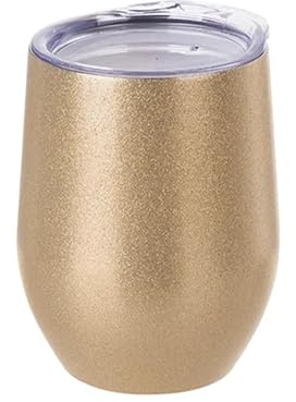 GOLD Glitzer Edelstahlbecher Sublimation Rohling 350ml Blanko Thermobecher Plotten To-Go Glühweinbecher Tasse Sommer Wein-Becher Frauen Geschenk Camping