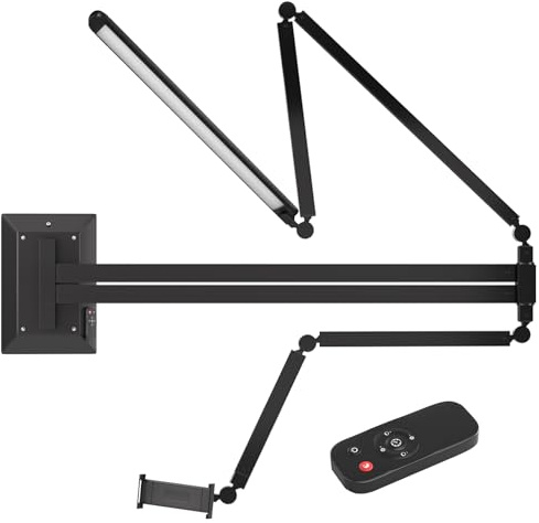 Foldable Tattoo wall lamp, Tattoo wall lamp, Adjustable arms, USB Charging Port, Remote Control and Multi-Function Device Stand, Suitable for Workplace Tattoo Live Broadcast Stand
