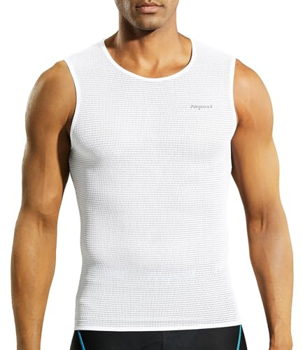 Nepest Baselayer Herr cykel vägcykel undertröja kortärmad 1 och 2 hjul linne ärmlös andningsbar mesh superlight cykeltröja ärmlös män cykling snabbtorkande maskintvättbar, Vit, L