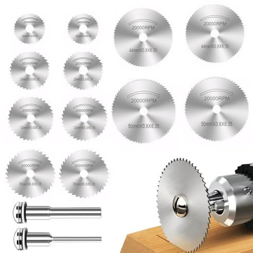 12 Pcs Drill Saw Blades for Dremel Rotary Tool Rotary Tool Cutting Discs for Stone and Glass Cutting High-Speed Steel Saw Blades with Mandrel for Use with Dremel Rotary Tools with 3.2mm 6mm Rod