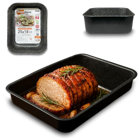 Arca, Teglia Rettangolare Alta 25x18x9 cm per Forno, Antiaderente e Adatta alla Lavastoviglie, in Alluminio, Made in Italy