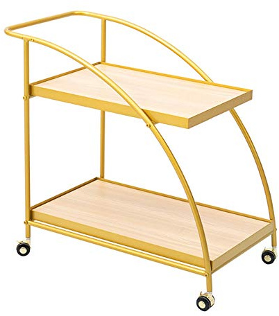 Carrello da Cucina con 2 Ripiani, per Bevande e Cibo, per Catering, per Esterni, con Ruote, tavolino Laterale, Tavolo da Bar per Cucina, casa, Ufficio