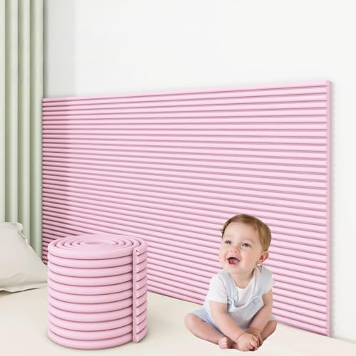 3D Anti-Collision Wall Cushion Padding, Peel and Stick Headboard Upholstered Wall Panels, Self-Adhesive Wall Panel for Bedroom/Living Room/Tatami/Playroom(Pink,5.9 x 78.7)