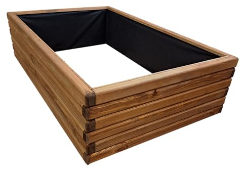 HolzGarden Hochbeet Holz 120 x 30 x 75 cm Imprägniert Teak Pflanzkübel Groß Außen Pflanzkasten für Gemüse Garten Kräuter Obst Blumenkasten Blumenkübel Outdoor Rechteckiges Beet