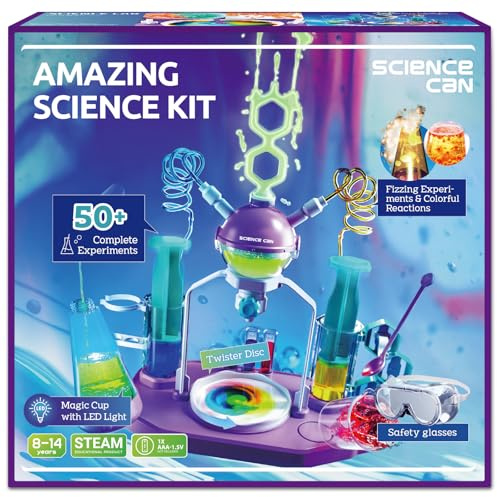Science Can Science Kit for Kids 8-12 with Unique Lab Station, 50+ Chemistry Experiments & STEM Projects for Boys & Girls, Educational Toys & Learning Gift Idea for Birthday