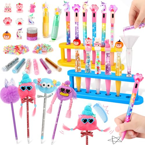 Charmofun Kit de Fabrication de Stylos, Atelier des Stylos, DIY Stylos Personnalisés, Kit de Creation Stylo, Activité Manuelle Enfants, Set Loisir Creatif Fille Garcon (Édition Standard)