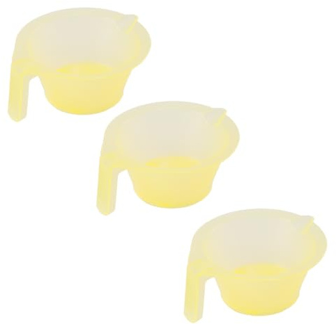 OSALADI Lot de 3 Bols à Teinture Capillaire en Plastique Jaune Outils de Coloration pour Usage Professionnel et Maison Mélangeurs Robustes pour Salon de Coiffure et