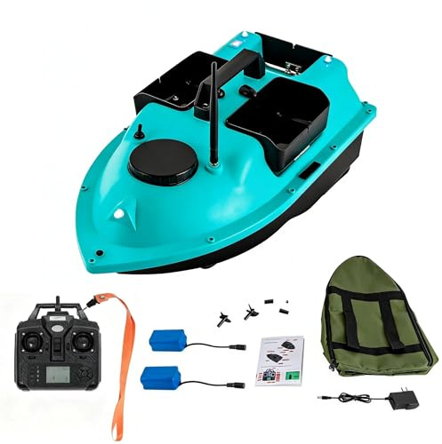 Mejuv Bait Boat, RC Fishing Bait Boat with GPS and Auto Return with Dual 5200mAh Batteries, 4.4lb Load, Night Vision, Long-Range Fishing Bait for Serious Anglers (Blue)
