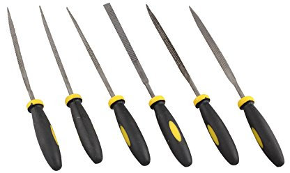 HALJIA Mini assortis à la main Aiguille fichier Bois Râpe avec poignée en caoutchouc Poignées Comprend Plat Warding carré rond triangulaire et demi Lime ronde 3 x 140 mm (6)