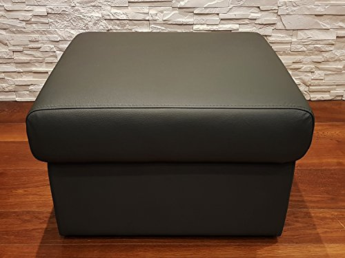 Quattro Meble Dunkelgrau Echtleder Hocker Sitzhocker Rindsleder Sitzwürfel 60x55 Fußhocker Polsterhocker Echt Leder Puff