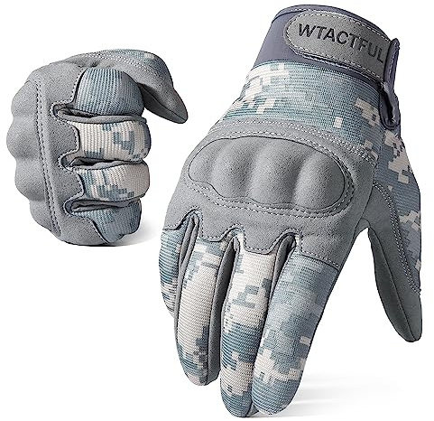 WTACTFUL Touch Screen Full Finger Gloves Flexible for Motorcycle Motorbike ATV Cycling Bicycle Riding Hunting Work Outdoor Sports ACU Camouflage Size Large B16