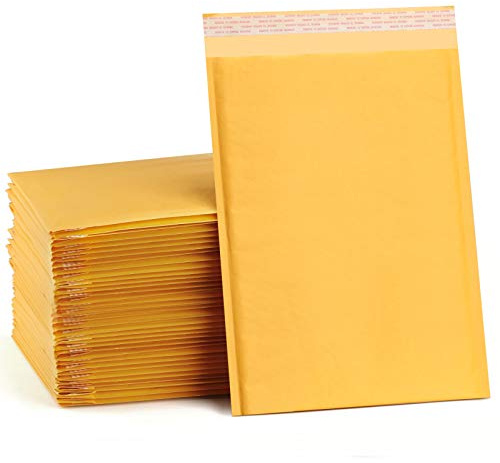 UCGOU Kraft Bubble Mailers 10.5x16 Inch 25 Pack Usable Size 10.5x15 Yellow Padded Envelopes #5 Large Mailing Packages Self Sealing Tear Resistant Boutique Bulk Mail Shipping Bags for Book and More