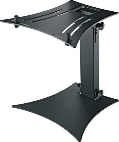 K&M 12190 Laptop-Ständer Schwarz - DJ-Laptop-Pult - Aluminium / Stahl - neigbare Notebook-Ablage - für Büro & Bühne