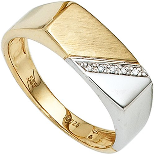 Jobo Herren-Ring aus 14 Karat 585 Gold Bicolor mit 5 Diamanten