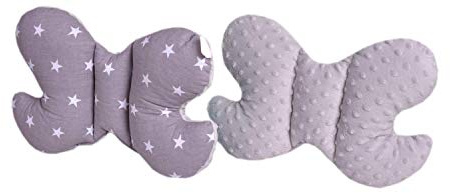 Medi Partners huvudkuddar barn nackstöd 100% bomull/minky baby nackhörn för bil, barnvagn, bilresa, sömn, hals, kudde, snooze-rulle (stjärnor med grå minky)