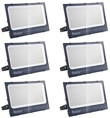 6pack 500W Focos LED Exterior, Proyector LED Exterior Impermeable IP66 51000LM Blanco Frío 6000K Angulo 120º Iluminacion Focos LED Exterior Alto Brillo para Jardín, Garaje, Fábrica, Almacén