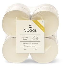 Spaas 8 x 8 Citronella Maxi Tealights, ± 10 Hours, Dirty White, Ginger Love
