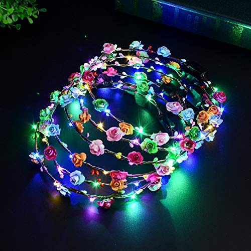 LED Corolla, leuchtender Blumenkranz Stirnband, 8 LED Blume Kopfbedeckung für Weihnachten und leuchtende Partys