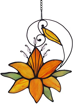 Fleur de lys Tigre Orange Cadeau pour Elle Femme, Cadeau d'amour en vitrail à Suspendre pour la fête des mères, Un Anniversaire, la Saint-Valentin pour Femme et Petite Amie