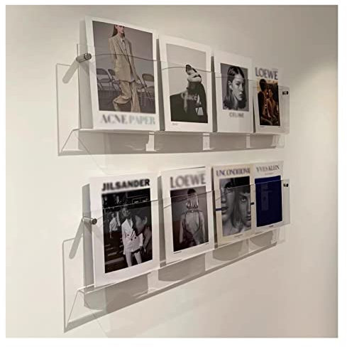 Prospektständer/Prospekthalter Ständer 2er-Pack Acryl Klar Magazine Rack Broschürenhalter, Mode Hängend Katalog-Literatur-Halter Wandmontage, Für Büro Kirche Kinderzimmer Kaffeehaus (Size : Length 4