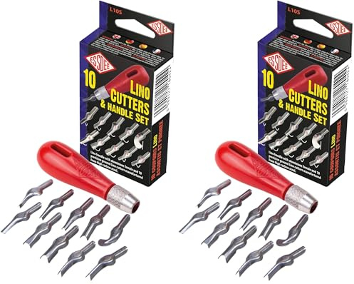Essdee 71040110 Ten and Handle Set (Lino Cutter Styles 1 to 10),125mm x 65mm x 25mm (Pack of 2)