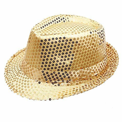Partyhüte Pailletten Hut, Unisex Lustige Hüte, Discooutfit, Diskoaccessoire, Karneval, Kostüm, Themenparty (Gold-E, One Size)