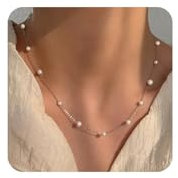 FUNEIA Perlen Kette Damen Frauen Gold Silber Halskette mit Süßwasserperlen Mädchen Teenager Weiße Perle Choker Kette für Freundin Strang Hochzeit Abschlussball Braut Perlen Modeschmuck Geschenke