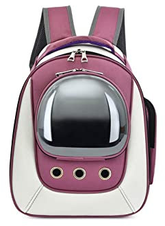 Katzen-Rucksack, Regenmantel, Haustier-Katzen-Rucksack, Haustier-Hundetasche, Blase, großer Raum, Haustier-Rucksack für Katzen und kleine Hunde, außerhalb der Handtasche (Farbe: Grün) (Rosa)