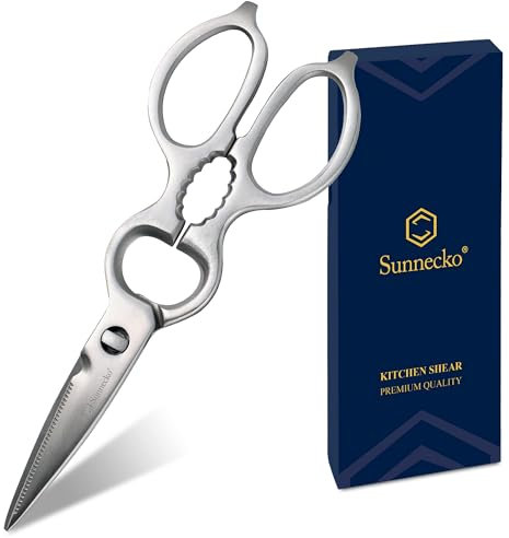 Sunnecko Ciseaux Cuisine Professionnel pour Gaucher et Droitier, Ciseaux de Cuisine Multifonctionnel en Acier Inoxydable pour Viande Légume Herbes Aromatiques