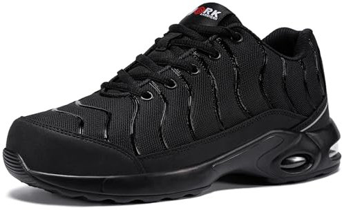 LARNMERN Steel Toe Steel Toe Cap Trainers Mens Safety Safety Trainers Work Trainers Lightweight Safety Safety Shoes Work Shoe Comfortable Protective Footwear Size 8UK/42EU,Black
