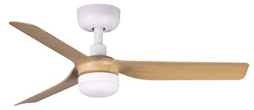 Faro MINI Punt Small LED Weiß, Helles Holz DC Deckenventilator 6 Geschwindigkeiten