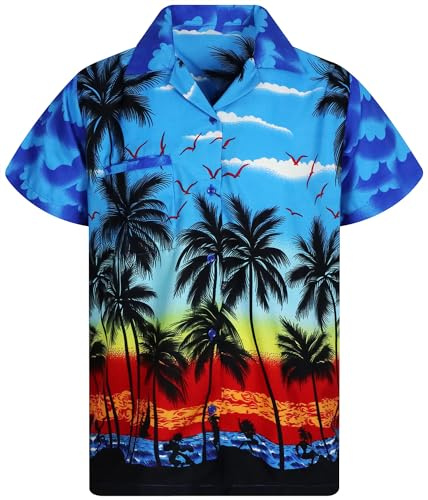 King Kabana Stylish Hawaii-Skjorta, Kortärmad, Beach-Style, Blå, XXL