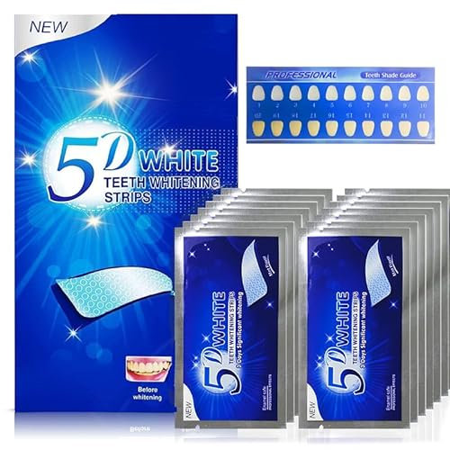Teeth Whitening Strips 5D, 14 Sets 28pcs White Strips for Removing Smoking Coffee Stain, Effective Home Use Tooth Whitening Kit