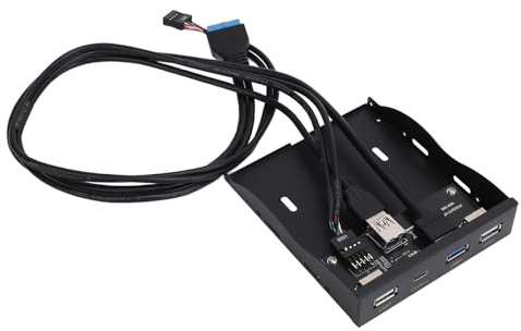 CCYLEZ USB 3.2 Gen 1 Frontpanel Hub, 4 Ports mit 5 Gbit/s USB-C und 19-Pin Erweiterung, 3,5 Zoll Diskettenlaufwerk Panel für PC-Gehäuse 7 8 10