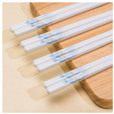 Set di bacchette cinesi in porcellana, confezione regalo, modello pesca, 12 paia di bacchette riutilizzabili lavabili in lavastoviglie, set regalo, bacchette in ceramica di osso di alta qualità c