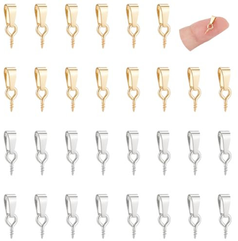 UNICRAFTALE 80 Stück 2 Farben Schraubösen Ösenschraube Kleine Augennadeln Ringschraube Set Ösenösen Ösenstifte Edelstahl Mit Klemmbügel Ösenhaken Schrauben Für Halbgebohrte Perlen Charms Korkflaschen